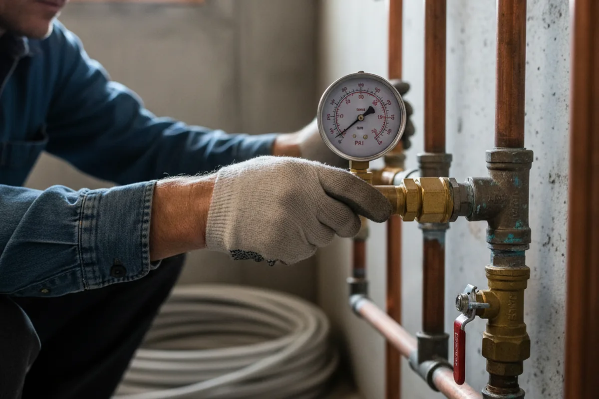 Pressure testing a repaired line during Water Line Repair in Tobaccoville